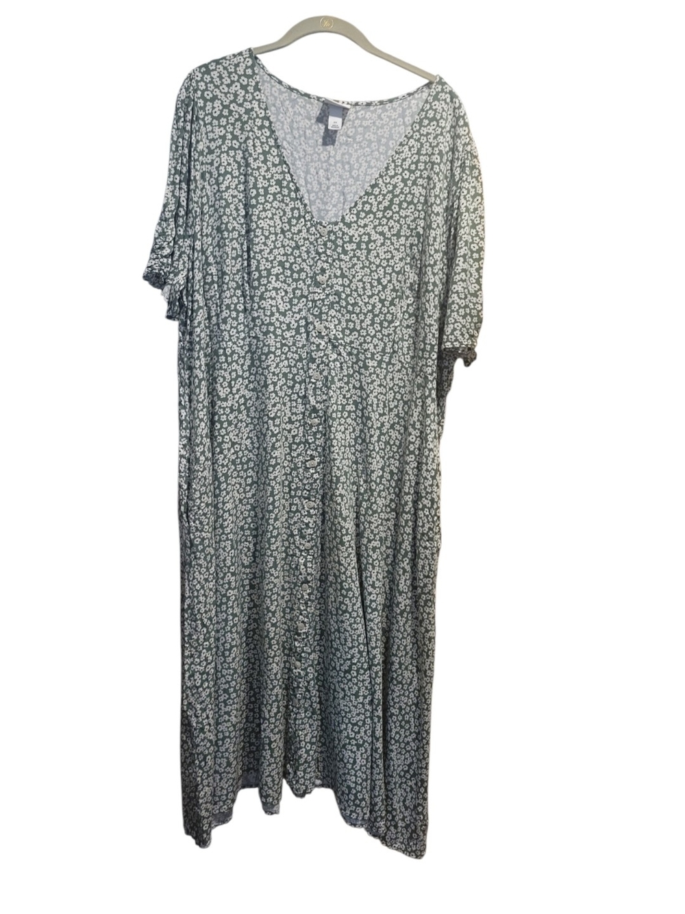 Green Floral V-Neck Maxi Dress